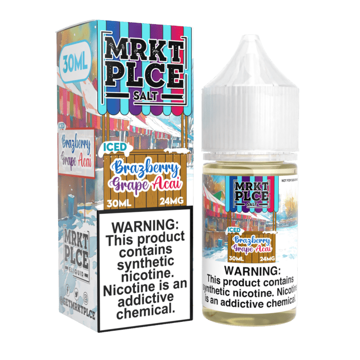 Buy MRKT PLCE | Iced Brazberry Grape Acai | Ejuice | Eliquid | Salt | 30 ml E-Juice Resellers at Cheap Wholesale Distributor Deal Prices from ejuiceresellers.com