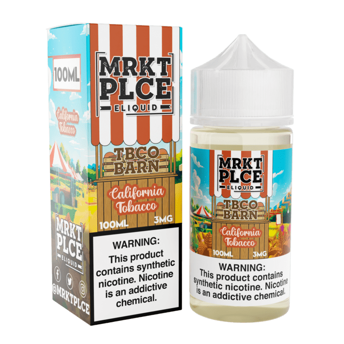 Buy MRKT PLCE | TBCO Barn California Tobacco | Ejuice | Eliquid | Salt | 100 ml E-Juice Resellers at Cheap Wholesale Distributor Deal Prices from ejuiceresellers.com