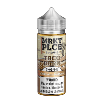 Buy MRKT PLCE | TBCO Barn Colombian Tobacco | Ejuice | Eliquid | Salt | 100 ml E-Juice Resellers at Cheap Wholesale Distributor Deal Prices from ejuiceresellers.com