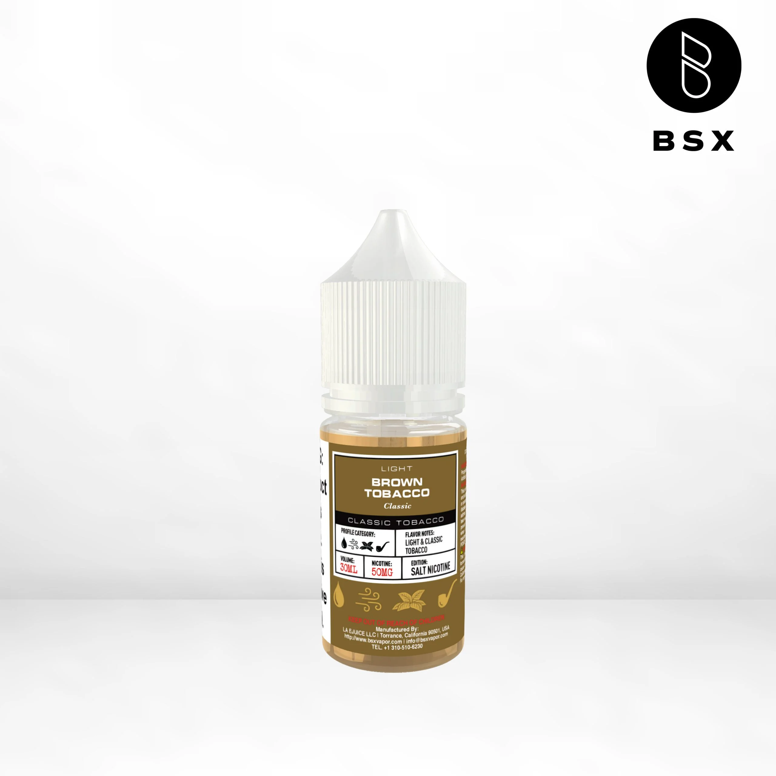 Glas BSX Brown Tobacco salt nicotine e-liquid, Glas BSX Tobacco Series Salt E-Liquid - 30mL, wholesale