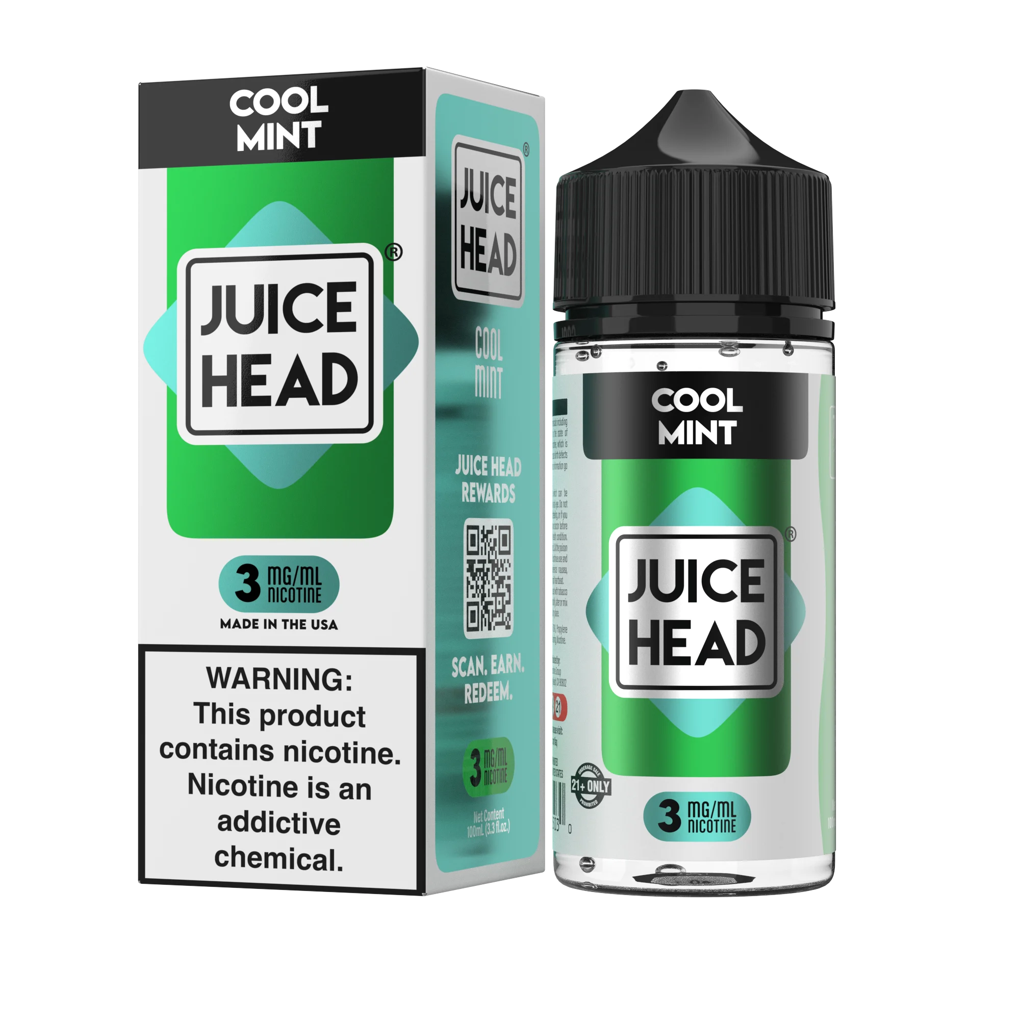 Juice Head Cool Mint freebase e-liquid, Juice Head E-Liquid - 100mL, wholesale