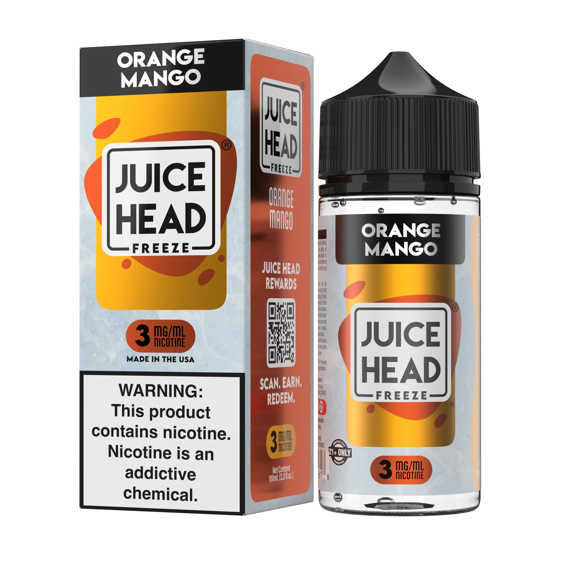 Juice Head Orange Mango Freeze freebase e-liquid, Juice Head Freeze ZTN E-Liquid - 100mL, wholesale