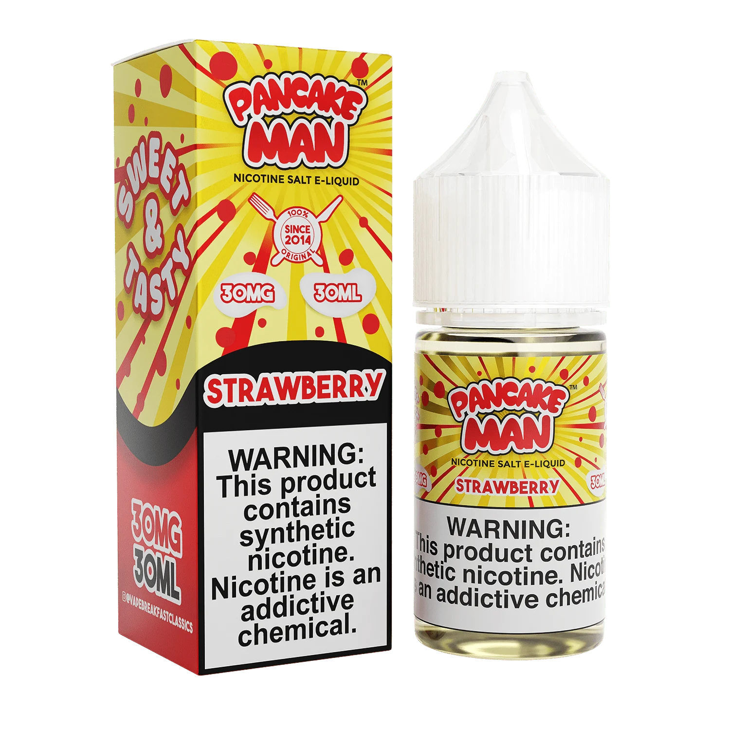 Pancake Man Strawberry salt nicotine e-liquid, Pancake Man Salt E-Liquid - 30mL, wholesale