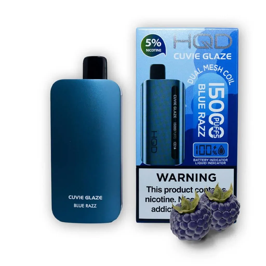 HQD Blue Razz disposable vape, HQD Cuvie Glaze 15K Disposable Vape, wholesale