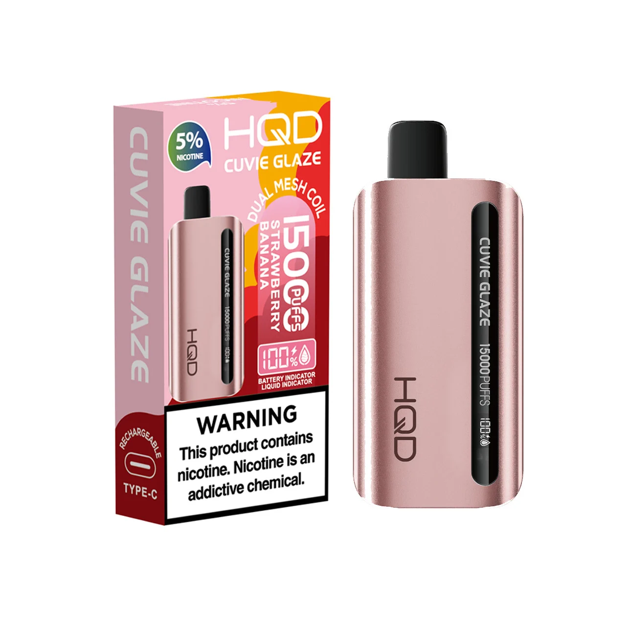HQD Strawberry Banana disposable vape, HQD Cuvie Glaze 15K Disposable Vape, wholesale