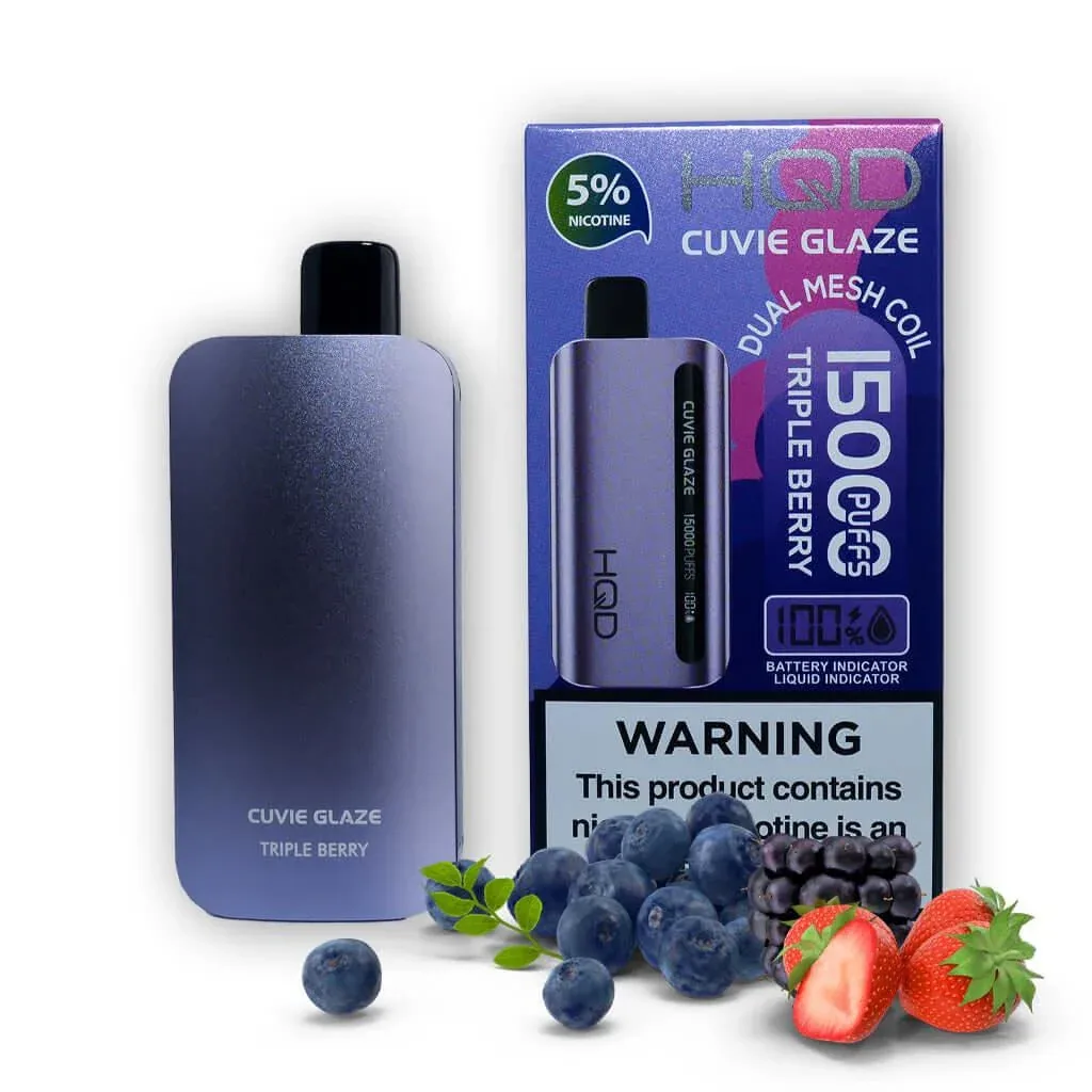 HQD Triple Berry disposable vape, HQD Cuvie Glaze 15K Disposable Vape, wholesale