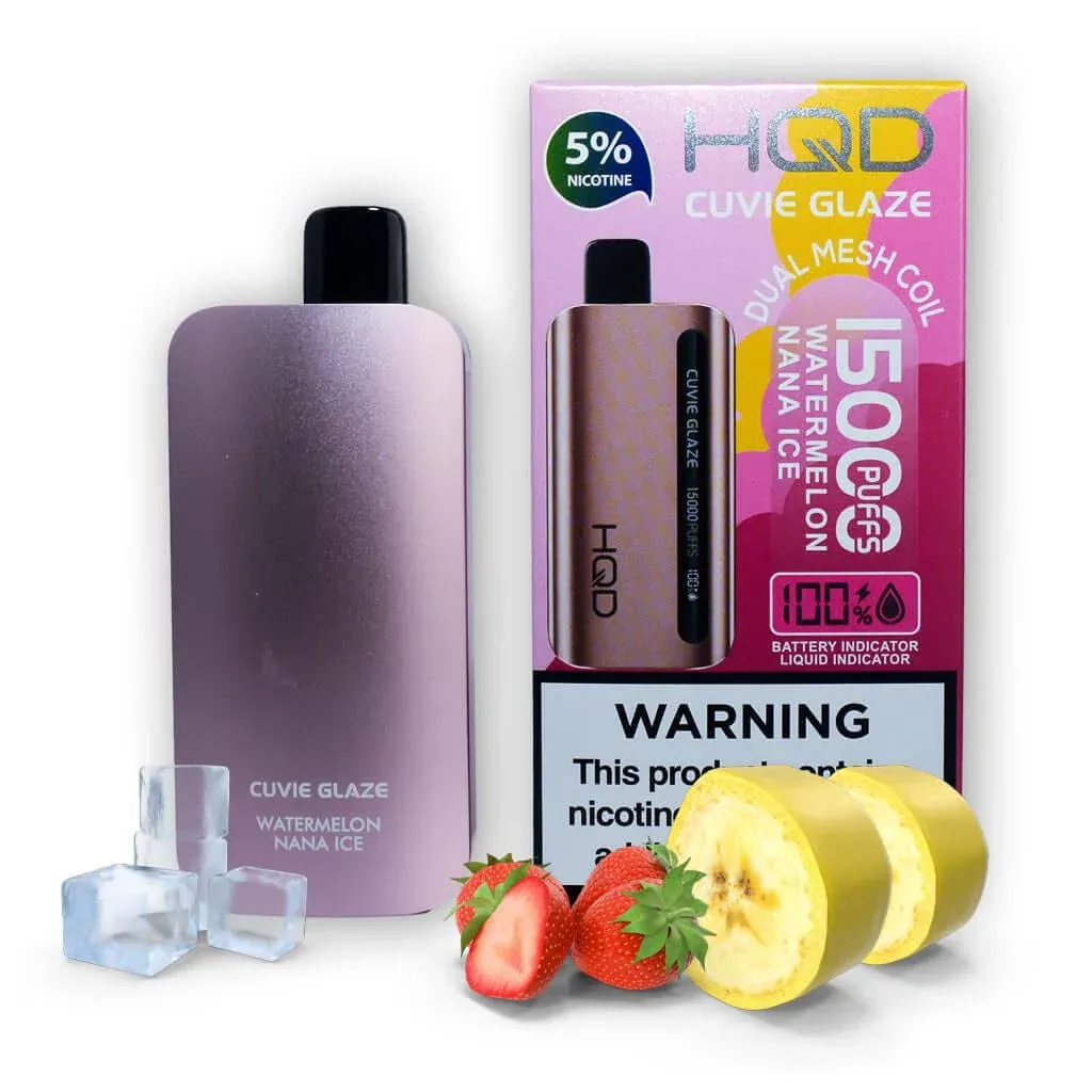 HQD Watermelon Nana Ice disposable vape, HQD Cuvie Glaze 15K Disposable Vape, wholesale