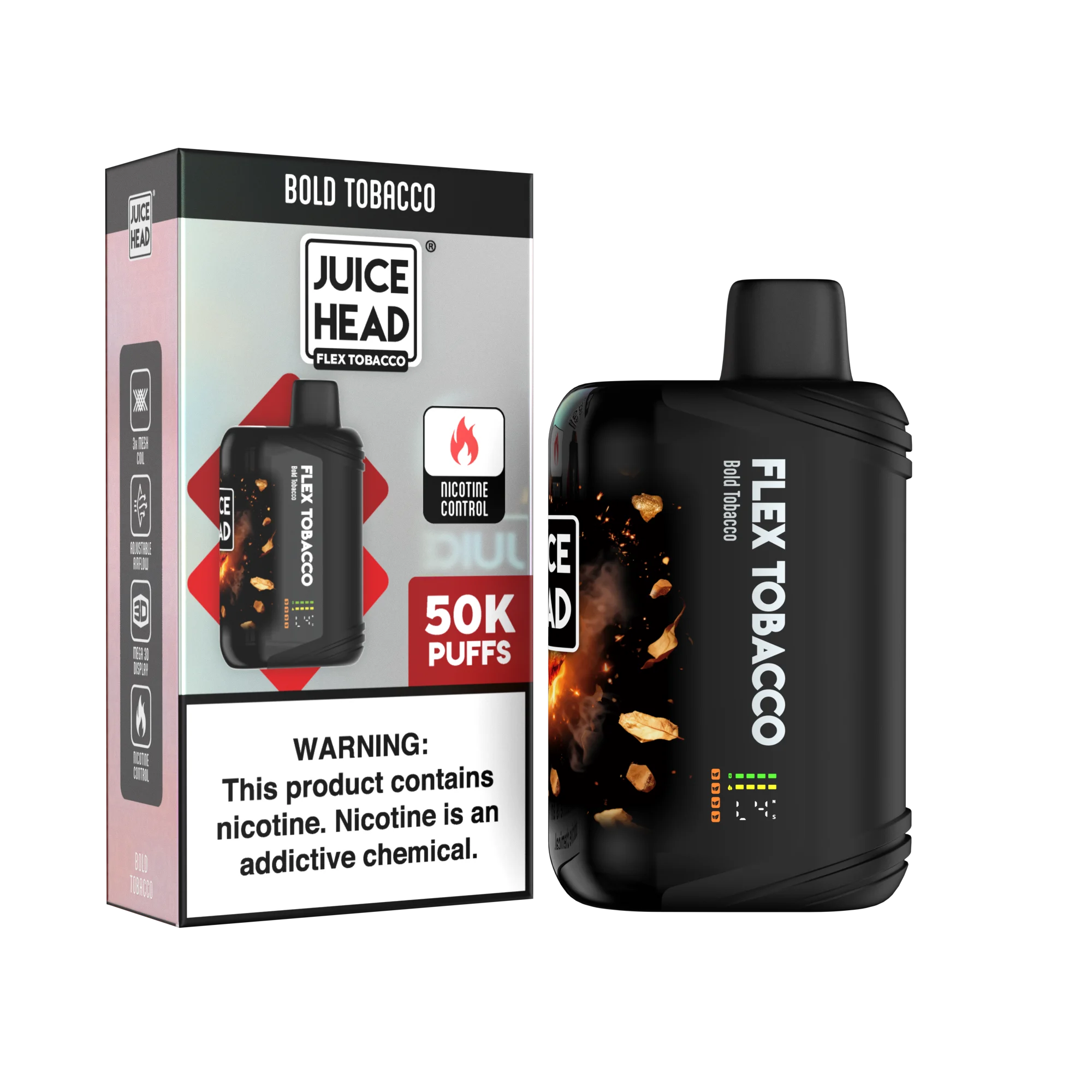 Juice Head Bold Tobacco disposable vape, Juice Head Flex 50K Disposable Vape, wholesale
