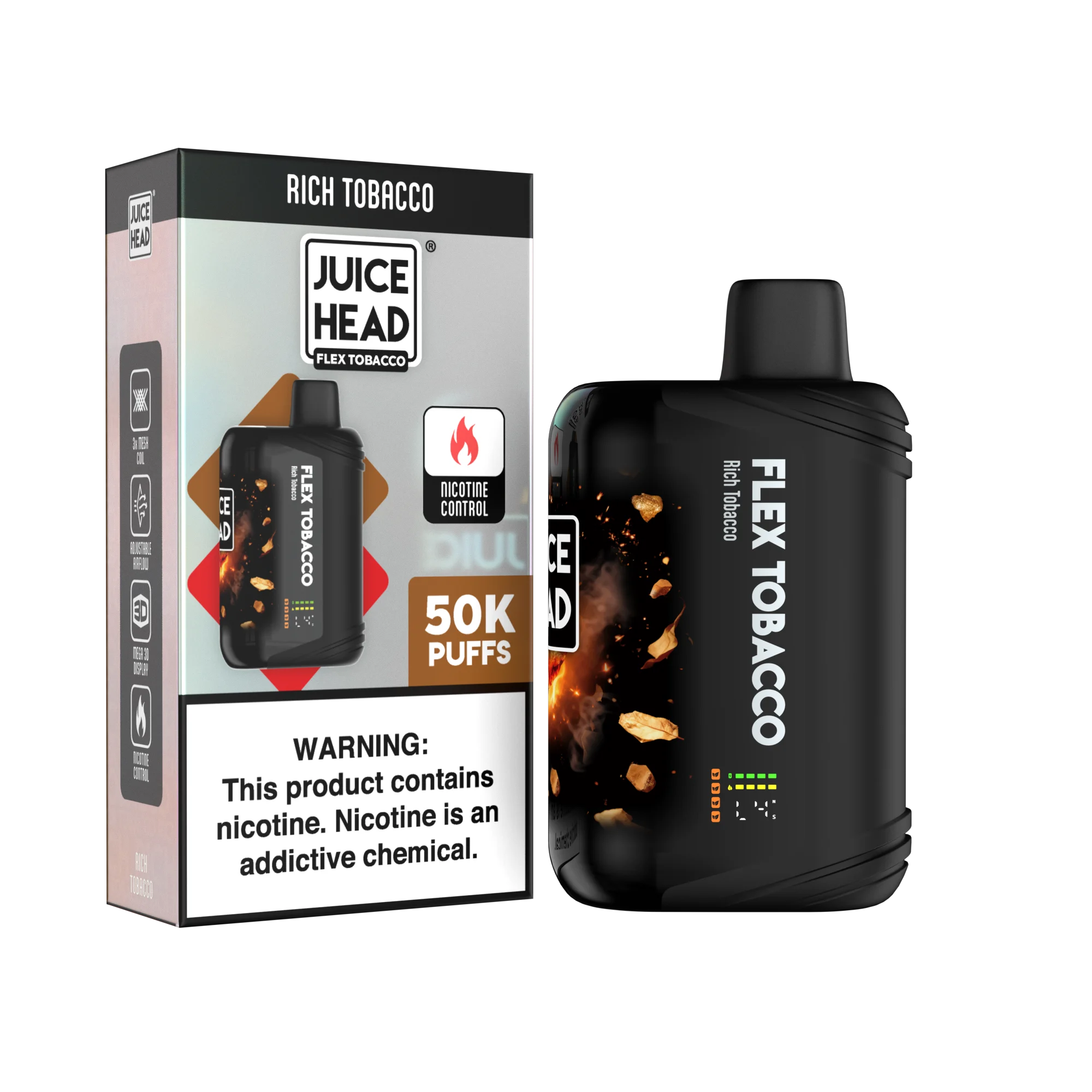 Juice Head Rich Tobacco disposable vape, Juice Head Flex 50K Disposable Vape, wholesale