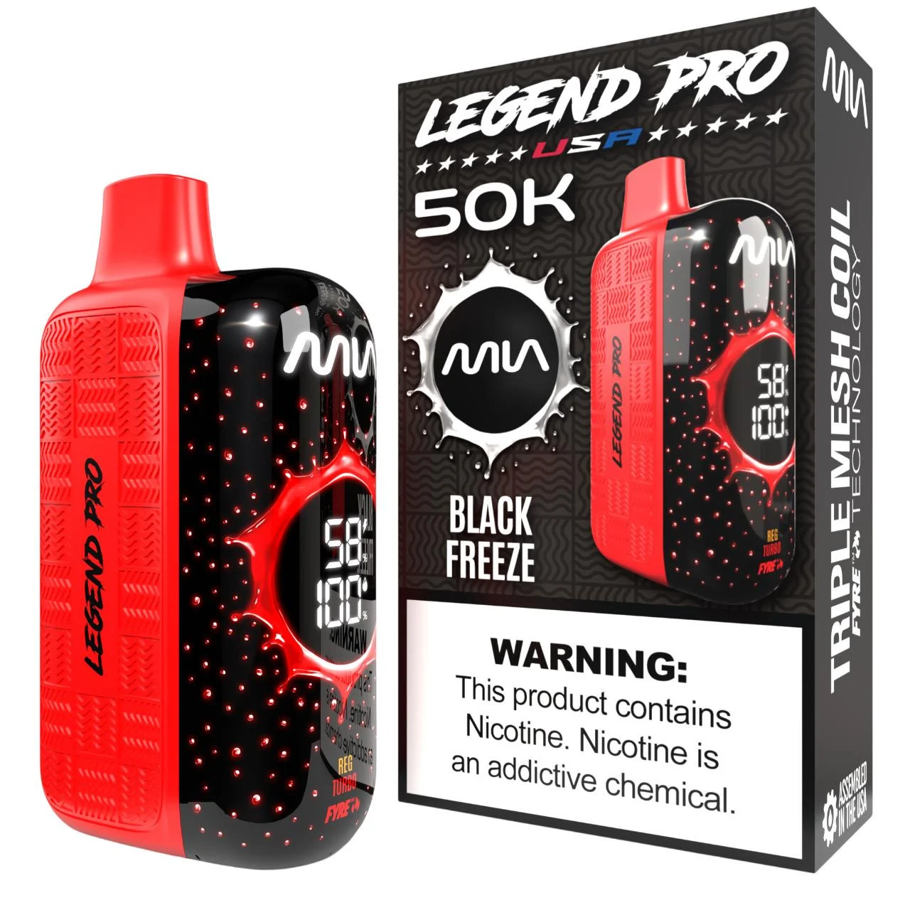 MIA Black Freeze disposable vape, MIA Legend Pro 50K Disposable Vape, wholesale