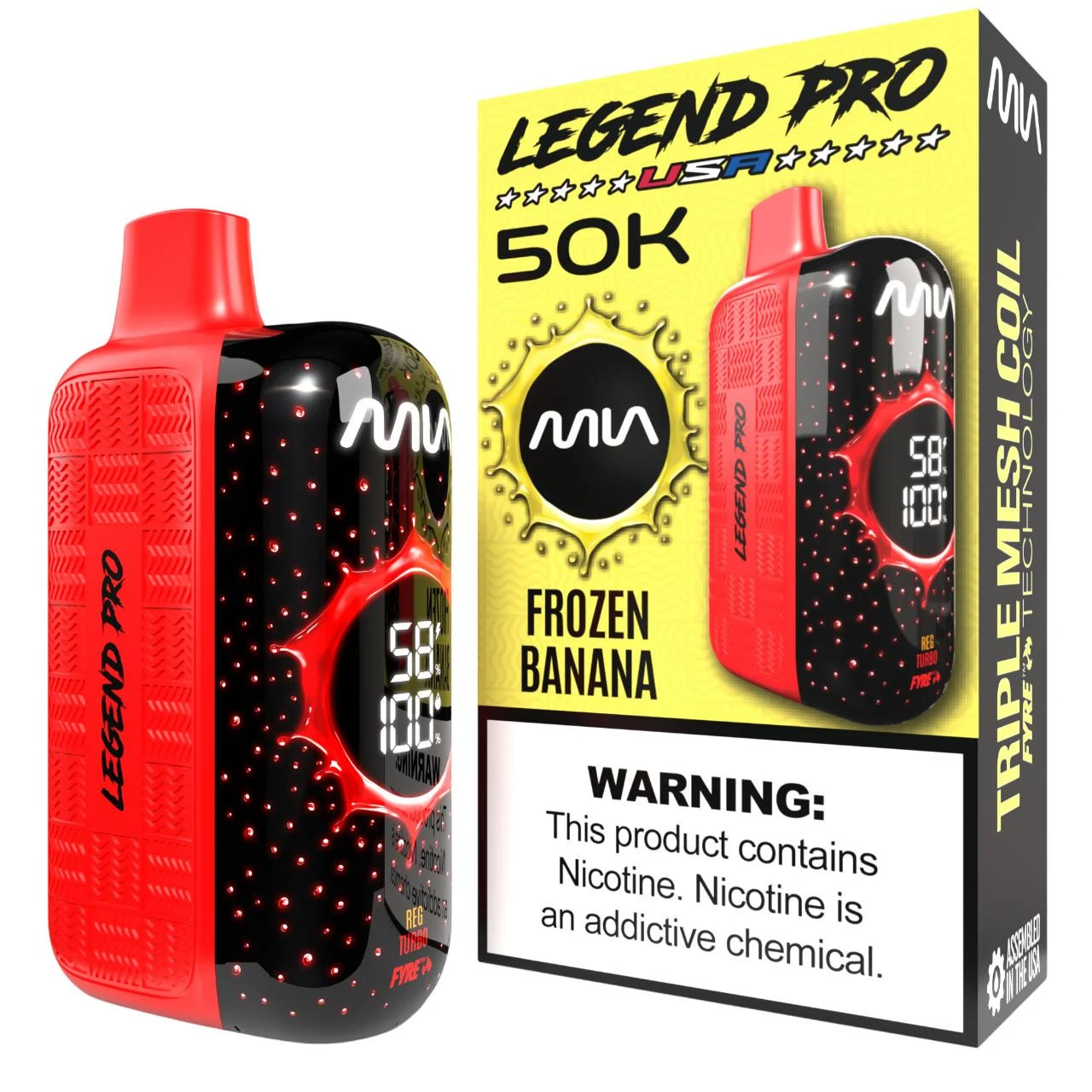 MIA Frozen Banana disposable vape, MIA Legend Pro 50K Disposable Vape, wholesale