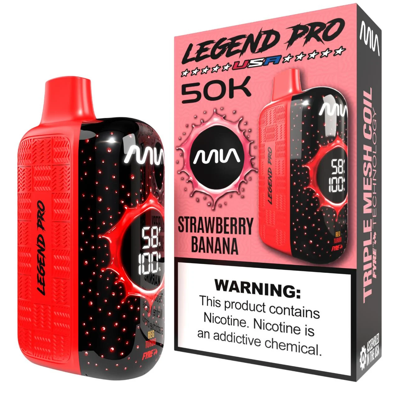 MIA Strawberry Banana disposable vape, MIA Legend Pro 50K Disposable Vape, wholesale