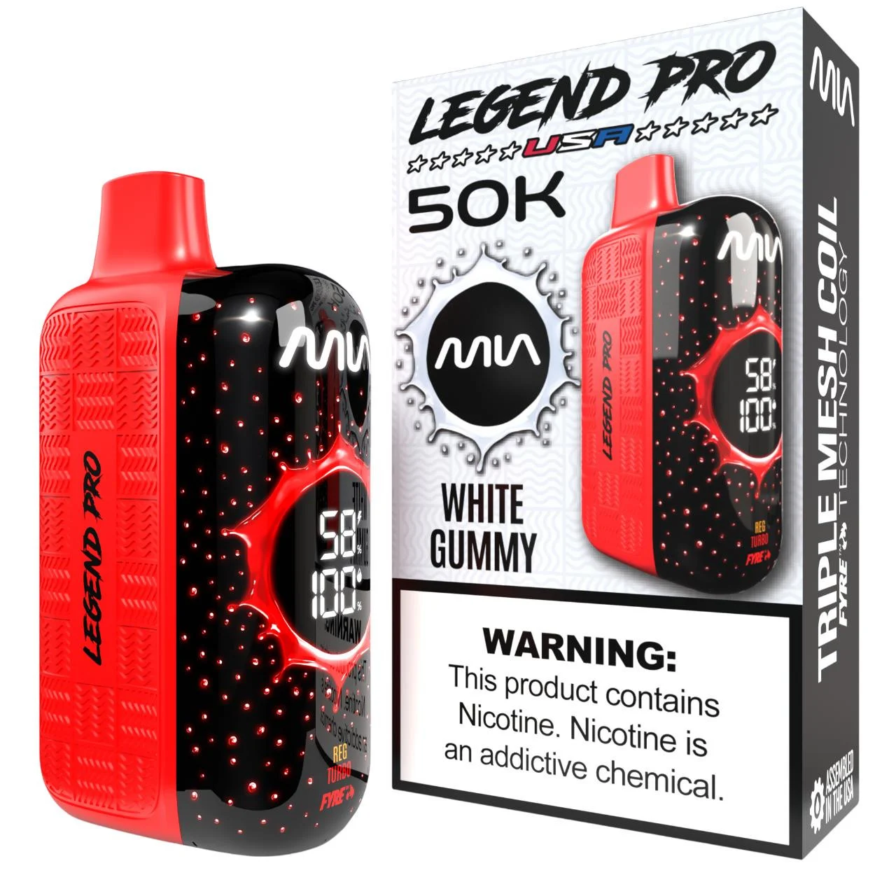 MIA White Gummy disposable vape, MIA Legend Pro 50K Disposable Vape, wholesale