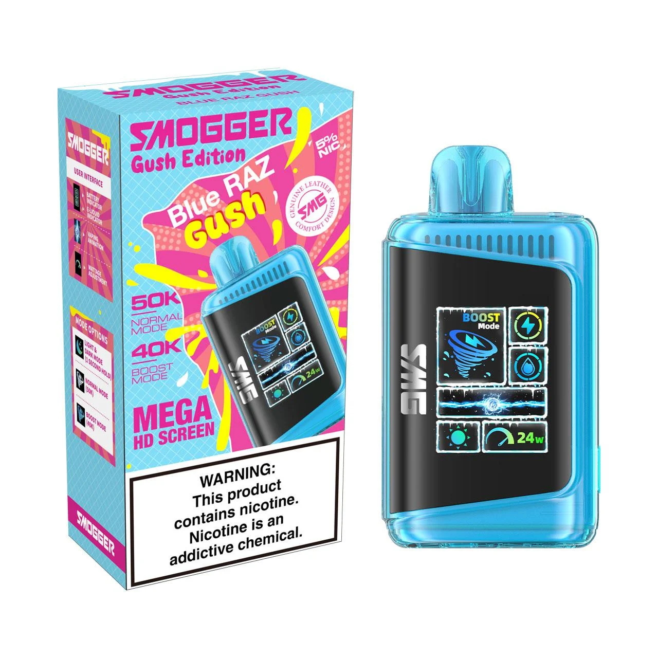 Smogger Blue Raz Gush disposable vape, Smogger SG 50K Disposable Vape, wholesale