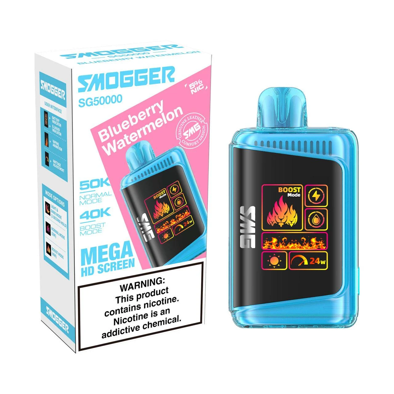 Smogger Blueberry Watermelon disposable vape, Smogger SG 50K Disposable Vape, wholesale
