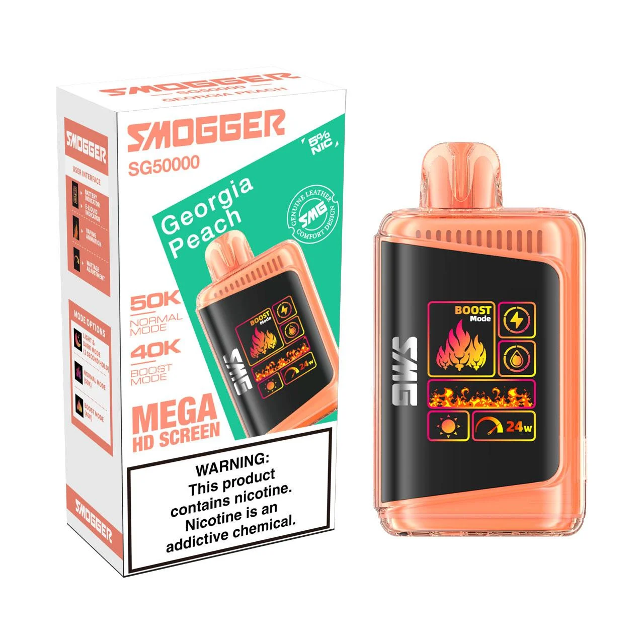 Smogger Georgia Peach disposable vape, Smogger SG 50K Disposable Vape, wholesale