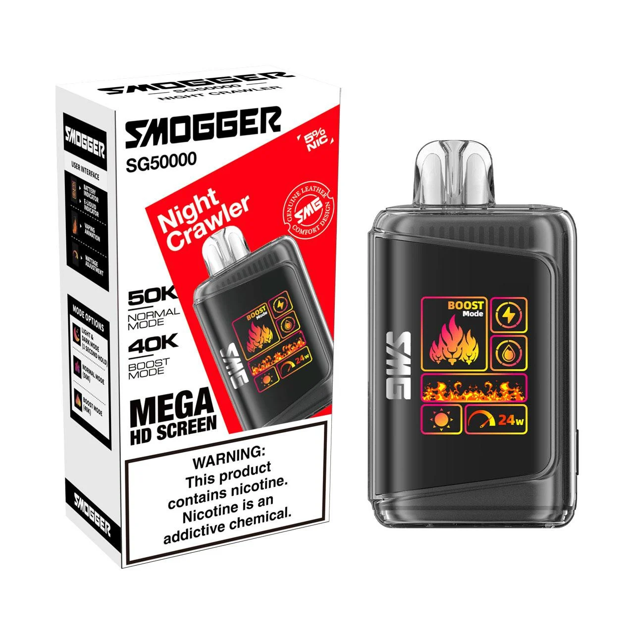 Smogger Night Crawler disposable vape, Smogger SG 50K Disposable Vape, wholesale