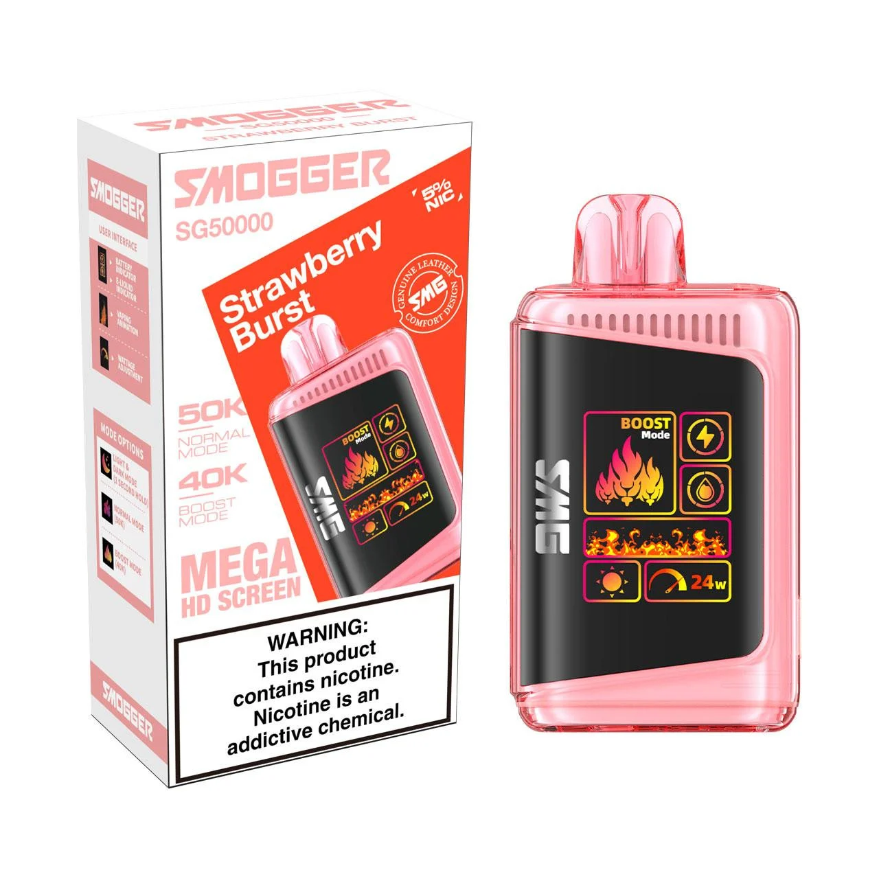 Smogger Strawberry Burst disposable vape, Smogger SG 50K Disposable Vape, wholesale