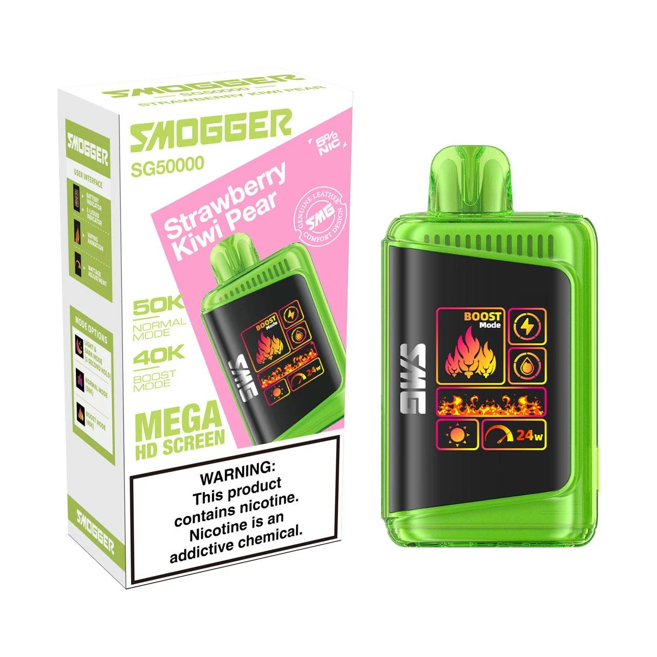 Smogger Strawberry Kiwi Pear disposable vape, Smogger SG 50K Disposable Vape, wholesale