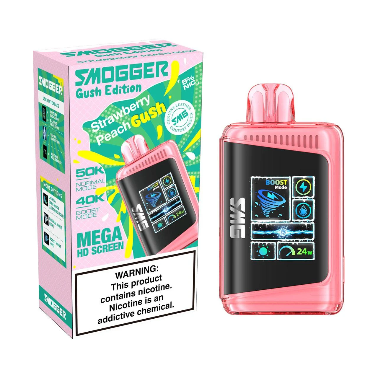 Smogger Strawberry Peach Gush disposable vape, Smogger SG 50K Disposable Vape, wholesale