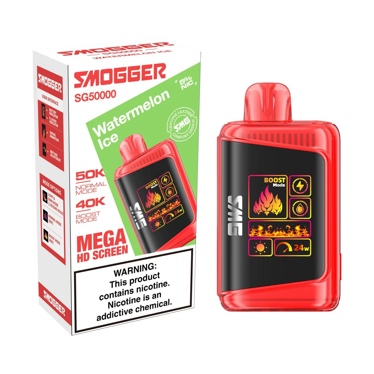 Smogger Watermelon Ice disposable vape, Smogger SG 50K Disposable Vape, wholesale