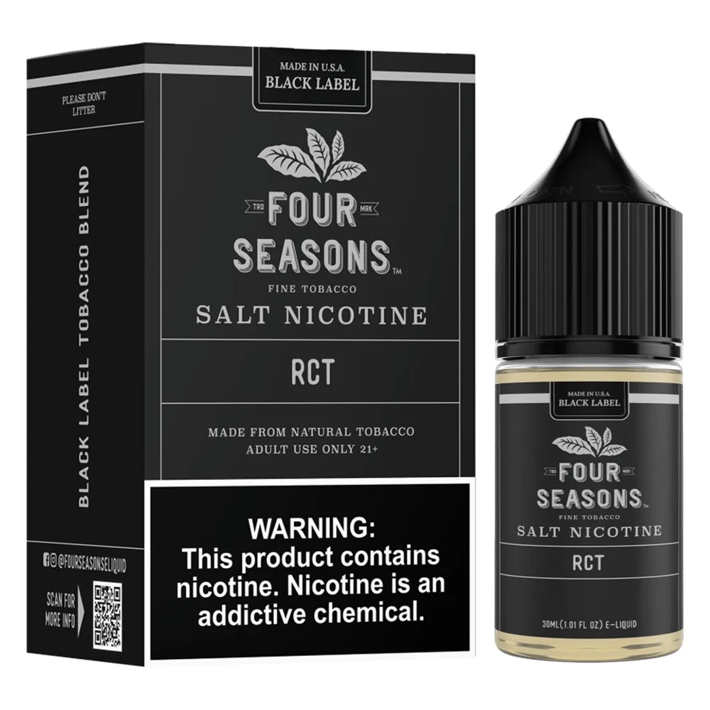 Four Seasons Roasted Coffee Tobacco (RCT) salt nicotine e-liquid, Four Seasons Black Label Salt E-Liquid - 30mL, wholesale